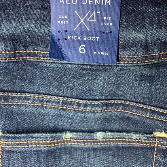 American Eagle Outfitters X4 Kick Boot Super Stretch Denim Midrise-Size 6 Tall - Picture 10 of 11